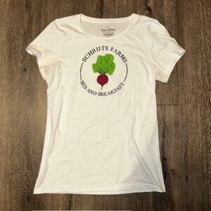 Schrute Farms T-Shirt Womens Large White Bed & Breakfast Short Sleeve The Office